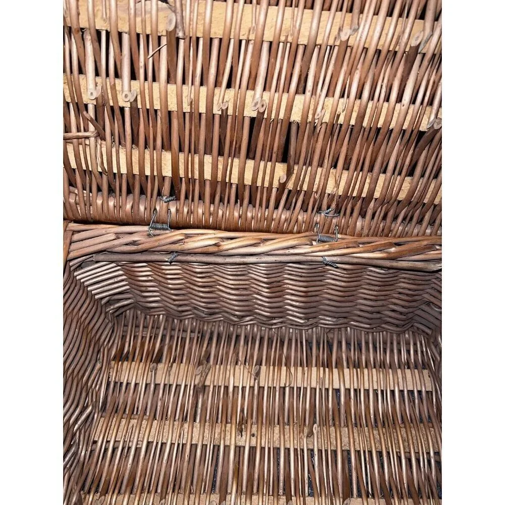 Vintage Rattan Suitcase Wicker Chest Picnic and Wine Box